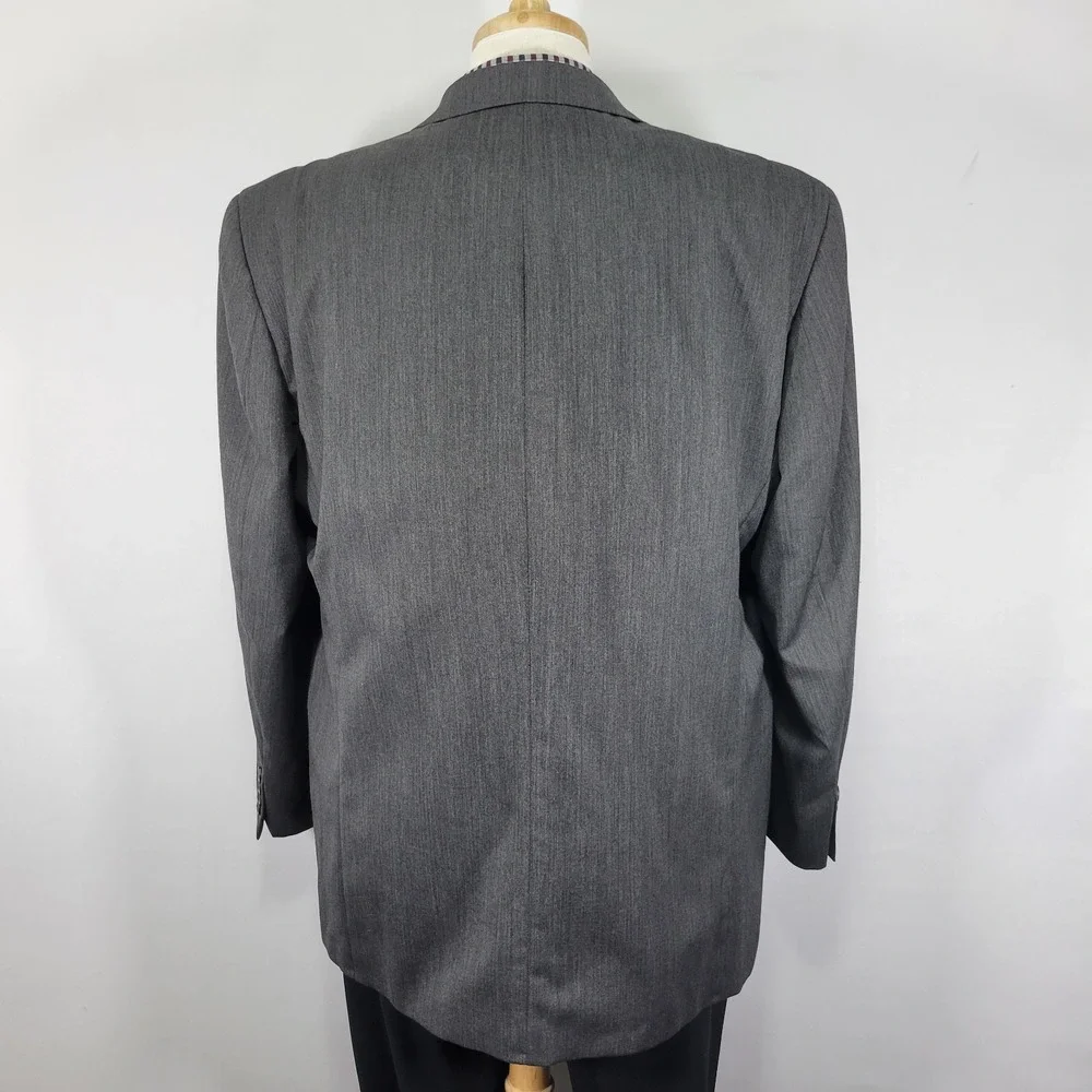 Ralph‎ Lauren Men's Sport Coat Blazer Three Button Gray Herringbone Wool 44R